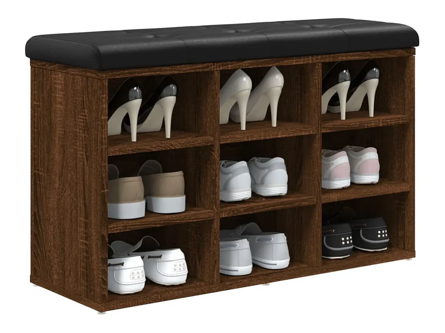 Banco zapatero madera de ingeniería marrón roble 82x32x50 cm ES981073