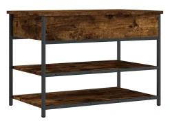 Banco zapatero madera de ingeniería roble ahumado 70x42,5x50 cm ES397375