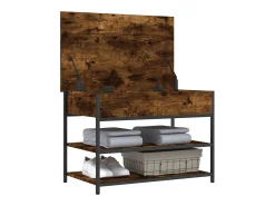 Banco zapatero madera de ingeniería roble ahumado 70x42,5x50 cm ES397375