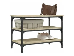 Banco zapatero madera de ingeniería roble Sonoma 70x38,5x49 cm ES742241