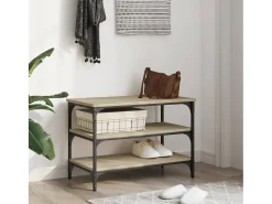 Banco zapatero madera de ingeniería roble Sonoma 70x38,5x49 cm ES742241