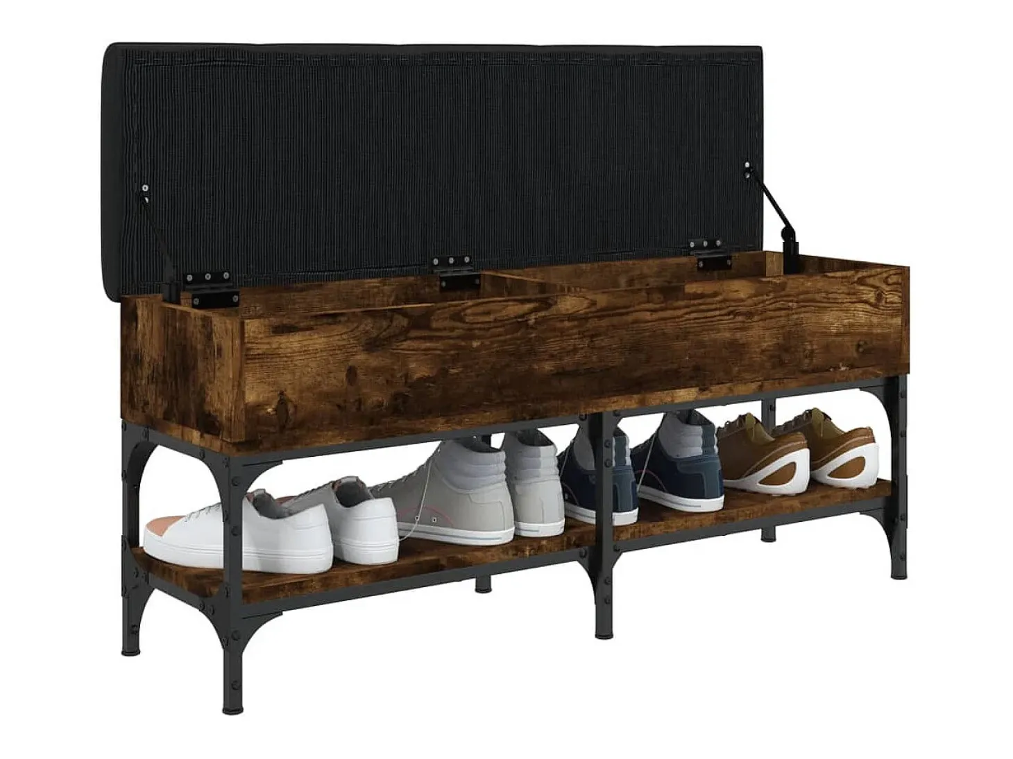 Banco zapatero madera de ingeniería roble ahumado 102x32x45 cm ES357129