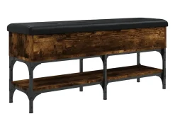 Banco zapatero madera de ingeniería roble ahumado 102x32x45 cm ES357129