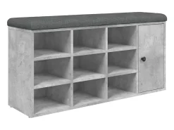 Banco zapatero madera de ingeniería gris hormigón 102x32x50 cm ES915438