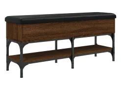 Banco zapatero madera de ingeniería marrón roble 102x32x45 cm ES514149