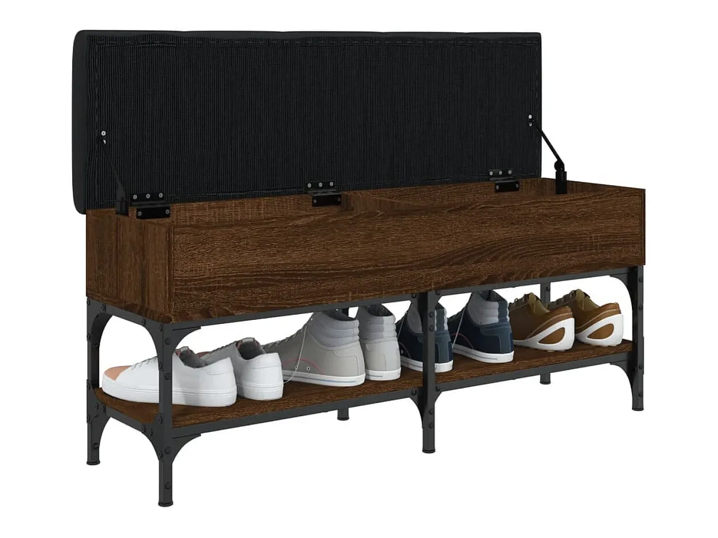 Banco zapatero madera de ingeniería marrón roble 102x32x45 cm ES514149