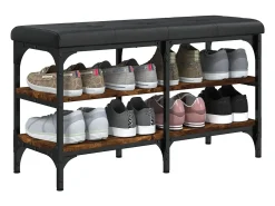 Banco zapatero madera de ingeniería roble ahumado 82x32x47 cm ES388967
