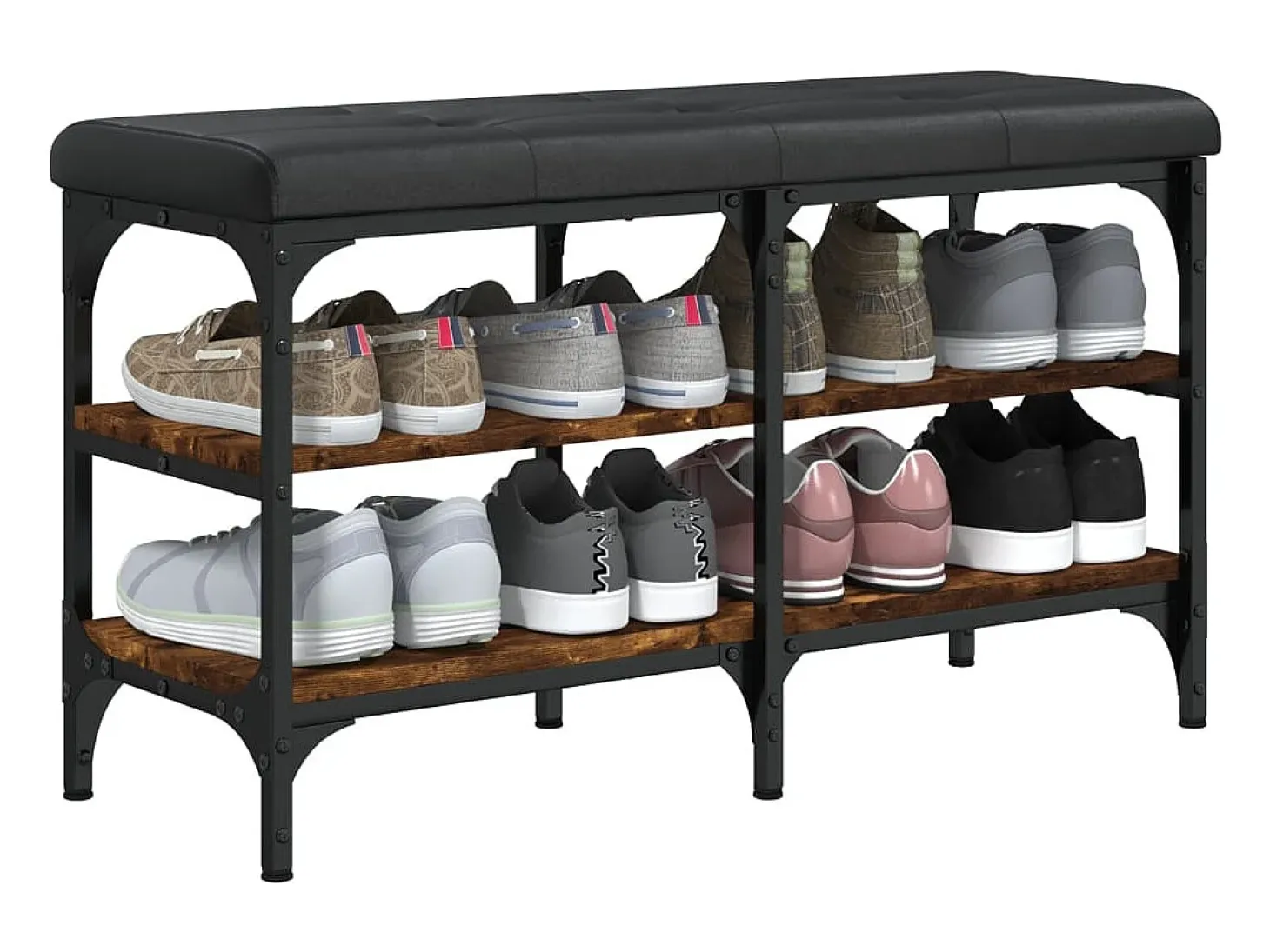 Banco zapatero madera de ingeniería roble ahumado 82x32x47 cm ES388967