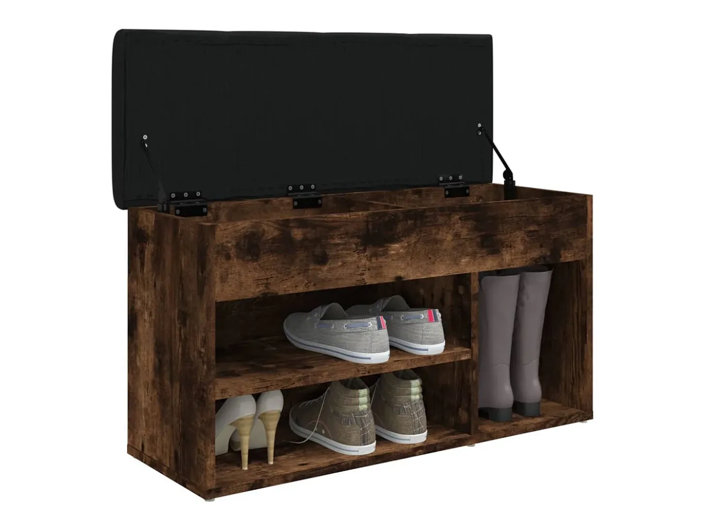 Banco zapatero madera de ingeniería roble ahumado 82x32x45,5 cm ES400081