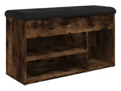 Banco zapatero madera de ingeniería roble ahumado 82x32x45,5 cm ES400081