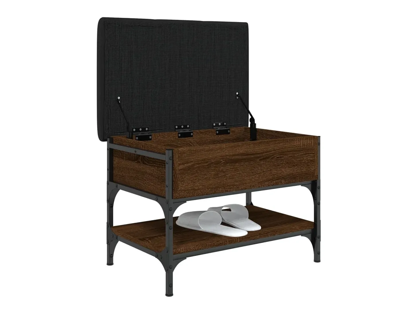 Banco zapatero madera de ingeniería marrón roble 62x42x45 cm ES453213