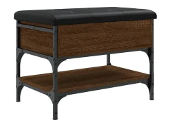 Banco zapatero madera de ingeniería marrón roble 62x42x45 cm ES453213