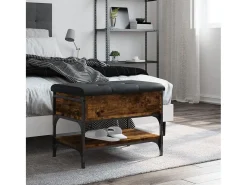 Banco zapatero madera de ingeniería roble ahumado 62x42x45 cm ES687775