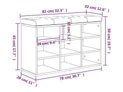 Banco zapatero madera de ingeniería gris hormigón 82x32x50 cm