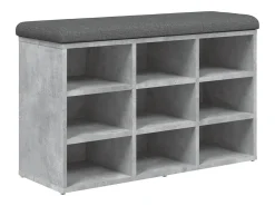 Banco zapatero madera de ingeniería gris hormigón 82x32x50 cm