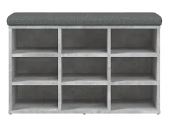 Banco zapatero madera de ingeniería gris hormigón 82x32x50 cm