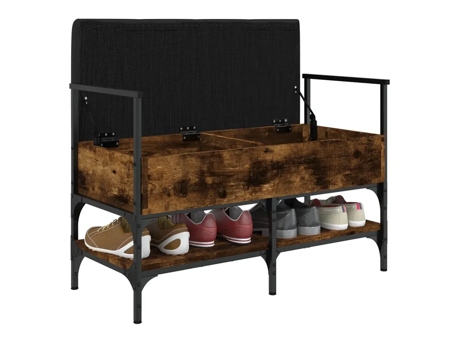 Banco zapatero madera ingeniería roble ahumado 85,5x42x57,5 cm ES487009