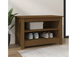 Banco zapatero marrón miel 70x38x45,5 cm Pino macizo
