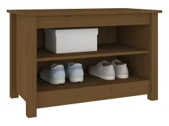 Banco zapatero marrón miel 70x38x45,5 cm Pino macizo