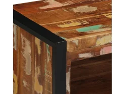 Banco zapatero multicolor de madera maciza recuperada