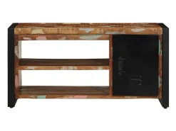 Banco zapatero multicolor de madera maciza recuperada