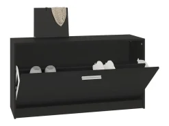Banco zapatero negro 80x24x45 cm Madera de ingeniería