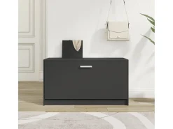 Banco zapatero negro 80x24x45 cm Madera de ingeniería
