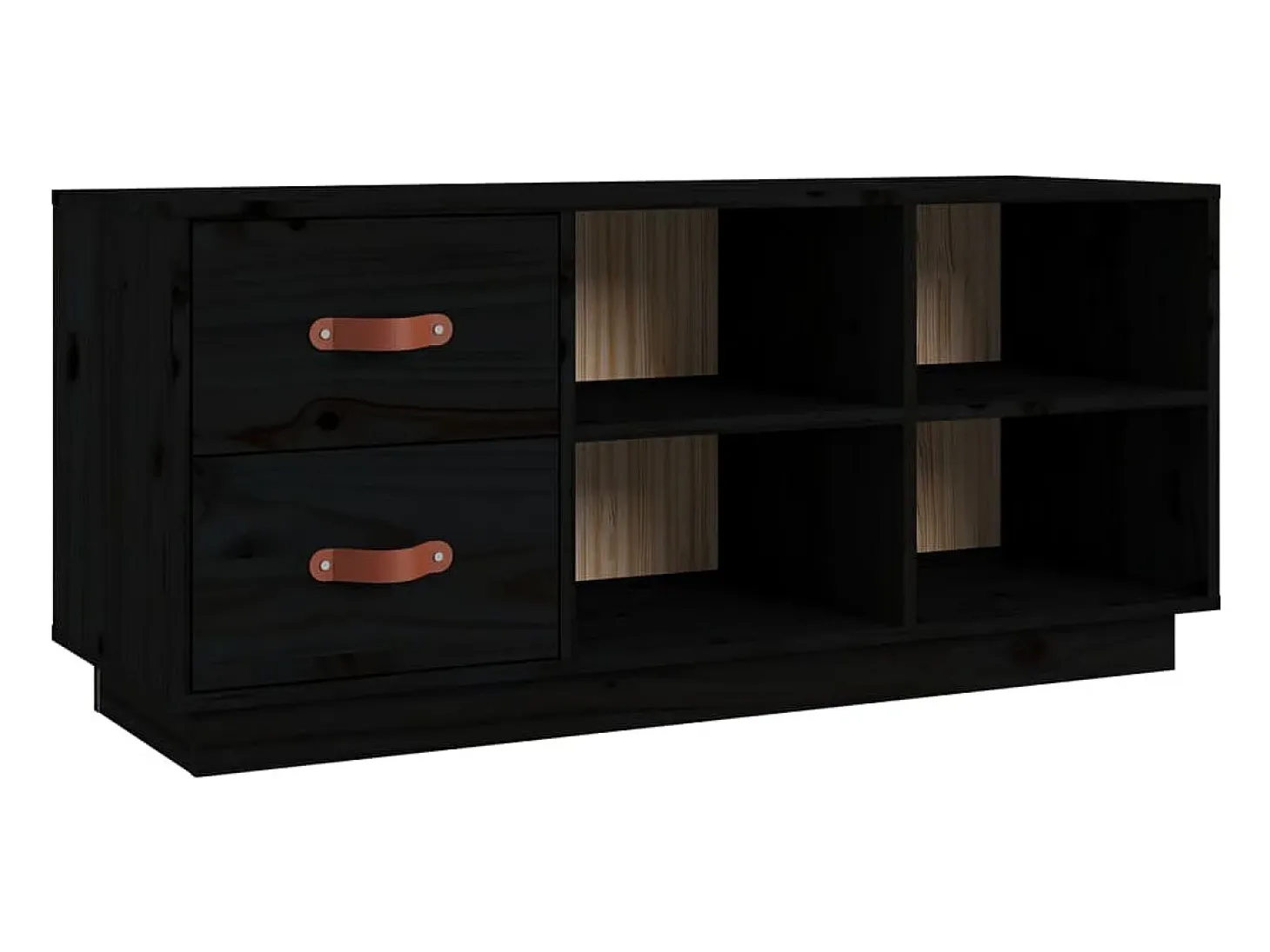 Banco zapatero negro 100x34x45 cm Madera maciza de pino