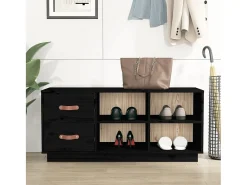 Banco zapatero negro 100x34x45 cm Madera maciza de pino