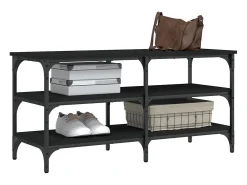 Banco zapatero negro 100x38,5x49 cm madera de ingeniería