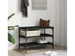 Banco zapatero negro 70x38,5x49 cm madera de ingeniería