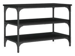 Banco zapatero negro 70x38,5x49 cm madera de ingeniería