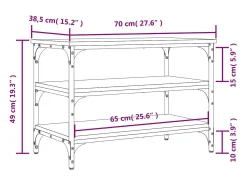 Banco zapatero negro 70x38,5x49 cm madera de ingeniería