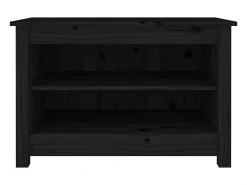 Banco zapatero negro 70x38x45,5 cm Madera maciza de pino