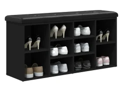 Banco zapatero negro 102x32x50 cm madera de ingeniería