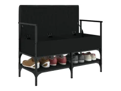 Banco zapatero negro 85,5x42x57,5 cm madera de ingeniería