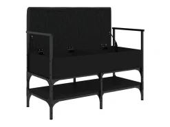 Banco zapatero negro 85,5x42x57,5 cm madera de ingeniería