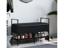Banco zapatero negro 85,5x42x57,5 cm madera de ingeniería