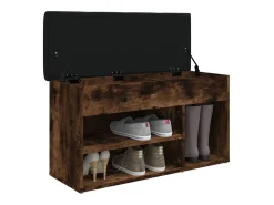 Banco zapatero roble ahumado 82x32x45,5 cm madera de ingeniería