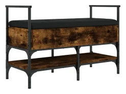 Banco zapatero roble ahumado 85,5x42x57,5 cm madera de ingeniería