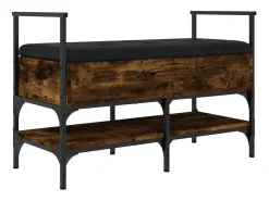 Banco zapatero roble ahumado 85,5x42x57,5 cm madera de ingeniería