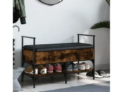 Banco zapatero roble ahumado 85,5x42x57,5 cm madera de ingeniería
