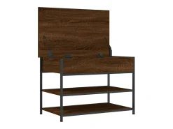 Banco zapatero roble marrón 70x42,5x50 cm madera de ingeniería
