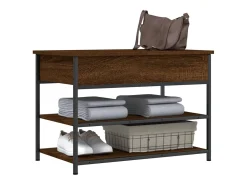 Banco zapatero roble marrón 70x42,5x50 cm madera de ingeniería