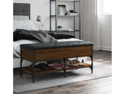 Banco zapatero roble marrón 102x42x45 cm madera de ingeniería