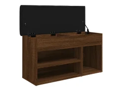 Banco zapatero roble marrón 82x32x45,5 cm madera de ingeniería