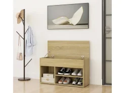 Banco zapatero roble Sonoma 80x30x45 cm Madera de ingeniería