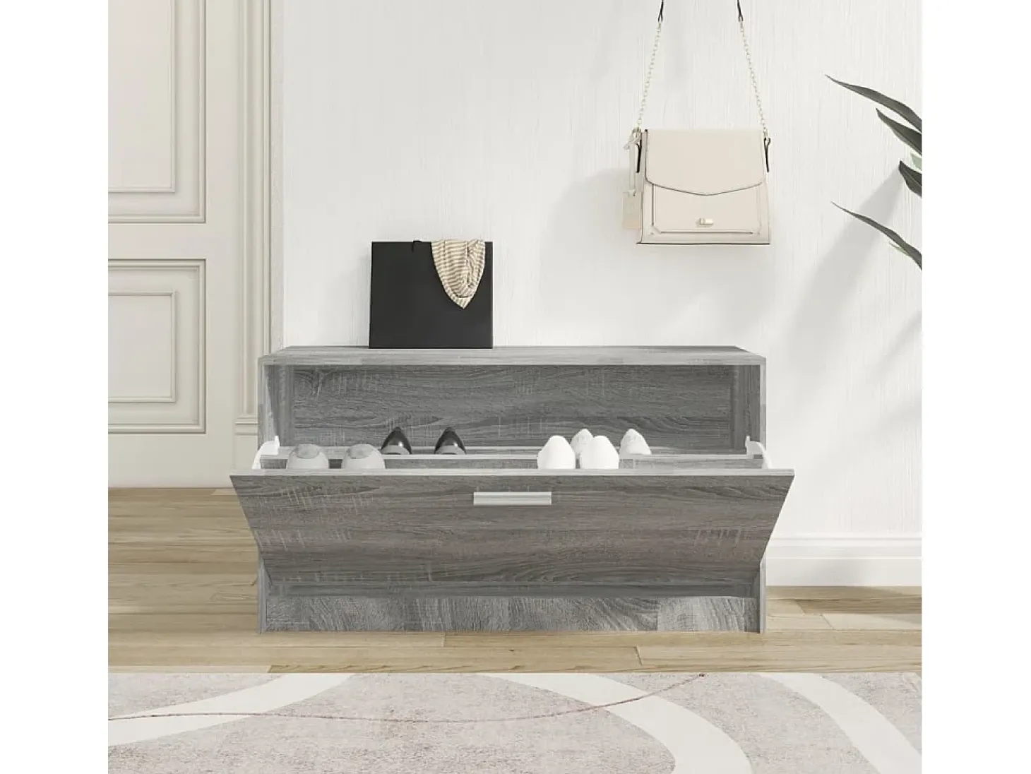 Banco zapatero Sonoma gris 80x24x45 cm Madera de ingeniería