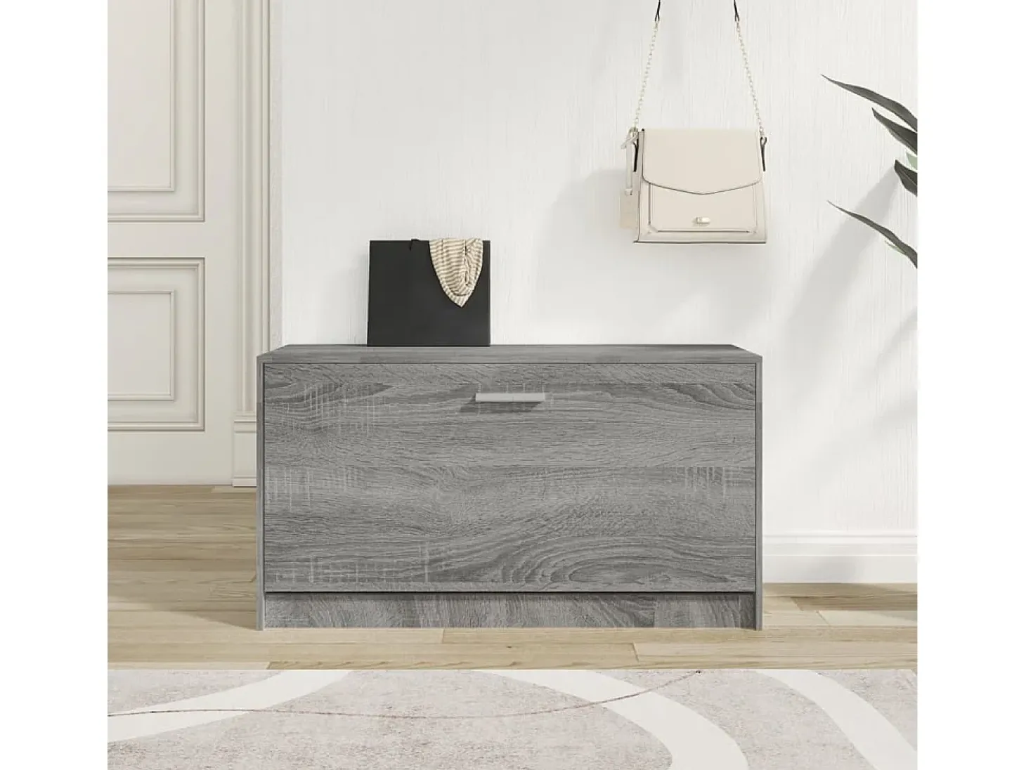 Banco zapatero Sonoma gris 80x24x45 cm Madera de ingeniería