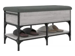 Banco zapatero Sonoma gris 82x42x45 cm madera de ingeniería